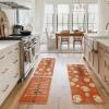 Artoid Mode Turkey Pumpkin Maple Leaves Thanksgiving Kitchen Mats Set of 2, Home Decor Low-Profile Kitchen Rugs for Floor – 17×29 and 17×47 Inch(Orange)