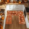 Artoid Mode Turkey Pumpkin Maple Leaves Thanksgiving Kitchen Mats Set of 2, Home Decor Low-Profile Kitchen Rugs for Floor – 17×29 and 17×47 Inch(Orange)