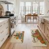 Artoid Mode Turkey Pumpkin Thanksgiving Kitchen Mats Set of 2, Give Thanks Home Decor Low-Profile Kitchen Rugs for Floor – 17×29 and 17×47 Inch