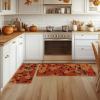 Artoid Mode Turkey Pumpkins Thanksgiving Kitchen Mats Set of 2, Home Decor Low-Profile Kitchen Rugs for Floor – 17×29 and 17×47 Inch