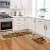 Artoid Mode Turkey Thanksgiving Kitchen Mats Set of 2, Gobble Pumpkin Maple Leaves Home Decor Low-Profile Kitchen Rugs for Floor – 17×29 and 17×47 Inch