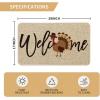Artoid Mode Turkey Thanksgiving Welcome Doormat, Thanksful Home Decor Low-Profile Switch Rug Door Mat Floor Mat for Indoor Outdoor 17×29 Inch(Beige)