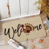 Artoid Mode Turkey Thanksgiving Welcome Doormat, Thanksful Home Decor Low-Profile Switch Rug Door Mat Floor Mat for Indoor Outdoor 17×29 Inch(Beige)