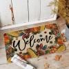 Artoid Mode Turkey Welcome Thanksgiving Doormat, Thanksful Pumpkin Corn Home Decor Low-Profile Switch Rug Door Mat Floor Mat for Indoor Outdoor 17×29 Inch