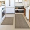 Artoid Mode Washable Non Slip Kitchen Rugs and Mats Set of 2, Rubber Backing Absorbent Kitchen Mats for Floor Front of Sink – 17×29 and 17×47 Inch(Beige Grey)