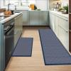 Artoid Mode Washable Non Slip Kitchen Rugs and Mats Set of 2, Rubber Backing Absorbent Kitchen Mats for Floor Front of Sink – 17×29 and 17×47 Inch(Blue)