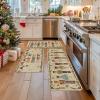 Artoid Mode Watercolor Nutcrackers Merry Christmas Decorative Kitchen Mats Set of 2, Home Party Low-Profile Kitchen Rugs – 17×29 and 17×47 Inch(Beige)