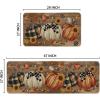 Artoid Mode Wood Beads Pumpkin Sunflower Fall Kitchen Mats Set of 2, Autumn Home Decor Low-Profile Kitchen Rugs for Floor – 17×29 and 17×47 Inch