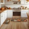 Artoid Mode Wood Beads Pumpkin Sunflower Fall Kitchen Mats Set of 2, Autumn Home Decor Low-Profile Kitchen Rugs for Floor – 17×29 and 17×47 Inch