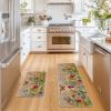 Artoid Mode Wood Flowers Butterfly Spring Kitchen Mats Set of 2, Seasonal Home Decor Leaves Low-Profile Kitchen Rugs for Floor – 17×29 and 17×47 Inch(Brown)