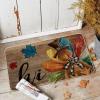 Artoid Mode Wood Leaves Hi Turkey Thanksgiving Doormat, Thanksful Home Decor Low-Profile Switch Rug Floor Mat Door Mat for Outdoor Indoor 17×29 Inch
