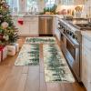 Artoid Mode Xmas Trees Deer Snowflakes Christmas Kitchen Mats Set of 2, Winter Home Decor Low-Profile Kitchen Rugs for Floor – 17×29 and 17×47 Inch(Green)