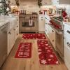 Artoid Mode Xmas Trees Snowflake Let It Snow Merry Christmas Kitchen Mats Set of 2, Winter Decor Low-Profile Kitchen Rugs – 17×29 and 17×47 Inch(Red)