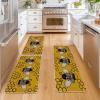 Artoid Mode Yellow Bee Kind Spring Kitchen Mats Set of 2, Summer Home Decor Low-Profile Kitchen Rugs for Floor – 17×29 and 17×47 Inch(Yellow)
