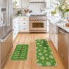 Artoid Mode Yellow Daisy Hello Sunshine Bloom Spring Kitchen Mats Set of 2, Home Decor Low-Profile Kitchen Rugs for Floor – 17×29 and 17×47 Inch(Green)