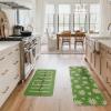 Artoid Mode Yellow Daisy Hello Sunshine Bloom Spring Kitchen Mats Set of 2, Home Decor Low-Profile Kitchen Rugs for Floor – 17×29 and 17×47 Inch(Green)