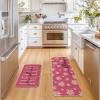 Artoid Mode Yellow Daisy Hello Sunshine Bloom Spring Kitchen Mats Set of 2, Home Decor Low-Profile Kitchen Rugs for Floor – 17×29 and 17×47 Inch(Pink)