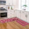 Artoid Mode Yellow Daisy Hello Sunshine Bloom Spring Kitchen Mats Set of 2, Home Decor Low-Profile Kitchen Rugs for Floor – 17×29 and 17×47 Inch(Pink)