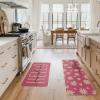 Artoid Mode Yellow Daisy Hello Sunshine Bloom Spring Kitchen Mats Set of 2, Home Decor Low-Profile Kitchen Rugs for Floor – 17×29 and 17×47 Inch(Pink)