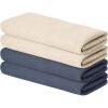 Artoid Mode 100% Cotton Navy Blue Waffle Weave Kitchen Dish Cloths, 13×28 Inch Ultra Soft Absorbent Quick Drying Kitchen Dish Towels Set of 4(Beige/Dark Grey)
