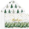 Artoid Mode 24 Pack Bird Xmas Tree Forest Christmas Thank You Cards Gift With Envelope Sticker Blank Note Greeting Cards, 4 x 6 Inch(Green)