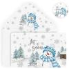 Artoid Mode 24 Pack Blue Snowman Snowflake Xmas Tree Christmas Thank You Cards Gift With Envelope Sticker Blank Note Greeting Cards, 4 x 6 Inch(Blue)