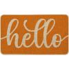 Artoid Mode Balck Hello Halloween Doormat, Home Decor Low-Profile Switch Rug Door Mat Floor Mat for Indoor Outdoor 17×29 Inch(Orange)