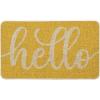 Artoid Mode Balck Hello Halloween Doormat, Home Decor Low-Profile Switch Rug Door Mat Floor Mat for Indoor Outdoor 17×29 Inch(Yellow)