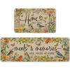 Artoid Mode Bird Flowers Butterfly Spring Kitchen Mats Set of 2, Summer Home Decor Low-Profile Kitchen Rugs for Floor – 17×29 and 17×47 Inch