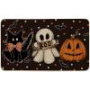Artoid Mode Black Cat Jack-O’-Lantern Ghost Pumpkins Halloween Doormat, Seasonal Low-Profile Floor Switch Mat for Indoor Outdoor 17×29 Inch(Black)