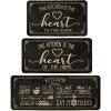 Artoid Mode Black Cooking Sets Kitchen Mats Set of 2, Seasonal The Kitchen is The Heart of The Home Holiday Party Low-Profile Floor Mat for Home Kitchen – 17×29 and 17×47 Inch(Black)