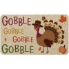 Artoid Mode Black Gobble Turkey Thanksgiving Doormat, Seasonal Fall Holiday Party Low-Profile Floor Mat Switch Mat for Indoor Outdoor 17 x 29 Inch(Beige)