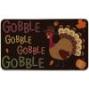 Artoid Mode Black Gobble Turkey Thanksgiving Doormat, Seasonal Fall Holiday Party Low-Profile Floor Mat Switch Mat for Indoor Outdoor 17 x 29 Inch(Black)