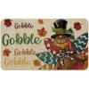 Artoid Mode Black Gobble Turkey Thanksgiving Doormat, Thanksful Maple Leaves Home Decor Low-Profile Switch Rug Door Mat Floor Mat for Indoor Outdoor 17×29 Inch(Beige)