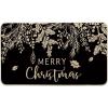 Artoid Mode Black Holly Mistletoe Merry Christmas Doormat, Xmas Winter Home Decor Low-Profile Switch Rug Door Mat Floor Mat for Indoor Outdoor 17×29 Inch(Black)