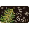 Artoid Mode Black Holly Mistletoe Merry Christmas Doormat, Xmas Winter Home Decor Switch Rug Door Mat 17×29 Inch(Black)