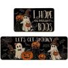 Artoid Mode Black I Hope You Brought Boos Spider Web Pumpkin Halloween Kitchen Mats Set of 2, Black Cat Home Decor Low-Profile Kitchen Rugs for Floor – 17×29 and 17×47 Inch(Black)