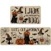 Artoid Mode Black I Hope You Brought Boos Spider Web Pumpkin Halloween Kitchen Mats Set of 2, Black Cat Home Decor Low-Profile Kitchen Rugs for Floor – 17×29 and 17×47 Inch(Beige)
