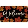 Artoid Mode Black Maple Leaves Welcome Fall Doormat, Autumn Home Decor Low-Profile Switch Rug Door Mat for Indoor Outdoor 17×29 Inch(Black)