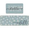 Artoid Mode Blue Hello Pumpkin Fall Kitchen Mats Set of 2, Autumn Home Decor Low-Profile Kitchen Rugs for Floor – 17×29 and 17×47 Inch(Blue)