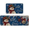 Artoid Mode Blue Let It Snow Snowflake Snowman Winter Kitchen Mats Set of 2, Christmas Decor Low-Profile Kitchen Rugs for Floor – 17×29 and 17×47 Inch(Blue)