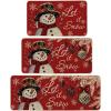 Artoid Mode Blue Let It Snow Snowflake Snowman Winter Kitchen Mats Set of 2, Christmas Decor Low-Profile Kitchen Rugs for Floor – 17×29 and 17×47 Inch(Red)