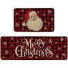 Artoid Mode Buffalo Plaid Snow Santa Claus Christmas Kitchen Rugs Set of 2, Winter Low-Profile Floor Mat Merry Christmas Decorations for Home Kitchen – 17×29 and 17×47 Inch