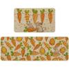 Artoid Mode Carrot Rabbit Bunny Egg Easter Kitchen Mats Set of 2, Spring Home Decor Low-Profile Kitchen Rugs for Floor – 17×29 and 17×47 Inch(Yellow)