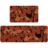 Artoid Mode Cat Jack-O’-Lantern Pumpkin Halloween Kitchen Mats Set of 2, Low-Profile Home Decor Kitchen Rugs for Floor – 17×29 and 17×47 Inch