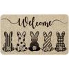 Artoid Mode Cute Buffalo Plaid Stripes Dot Bunny Welcome Easter Doormat, Seasonal Spring Summer Holiday Low-Profile Yard Floor Switch Mat for Indoor Outdoor 17 x 29 Inch