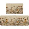 Artoid Mode Flowers Fall Kitchen Mats Set of 2, Autumn Home Decor Low-Profile Kitchen Rugs for Floor – 17×29 and 17×47 Inch(Beige)
