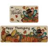 Artoid Mode Give Thanks Turkey Pumpkin Happy Thanksgiving Kitchen Mats Set of 2, Home Decor Low-Profile Kitchen Rugs for Floor – 17×29 and 17×47 Inch
