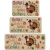Artoid Mode Gobble Turkey Pumpkin Thanksgiving Decorative Kitchen Mats Set of 2, Fall Home Low-Profile Floor Kitchen Rugs-17×29 and 17×47 Inch(Beige)