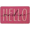 Artoid Mode Green Hello Sunshine Summer Decorative Doormat, Seasonal Spring Holiday Low-Profile Floor Mat Switch Mat for Indoor Outdoor 17 x 29 Inch(Pink)